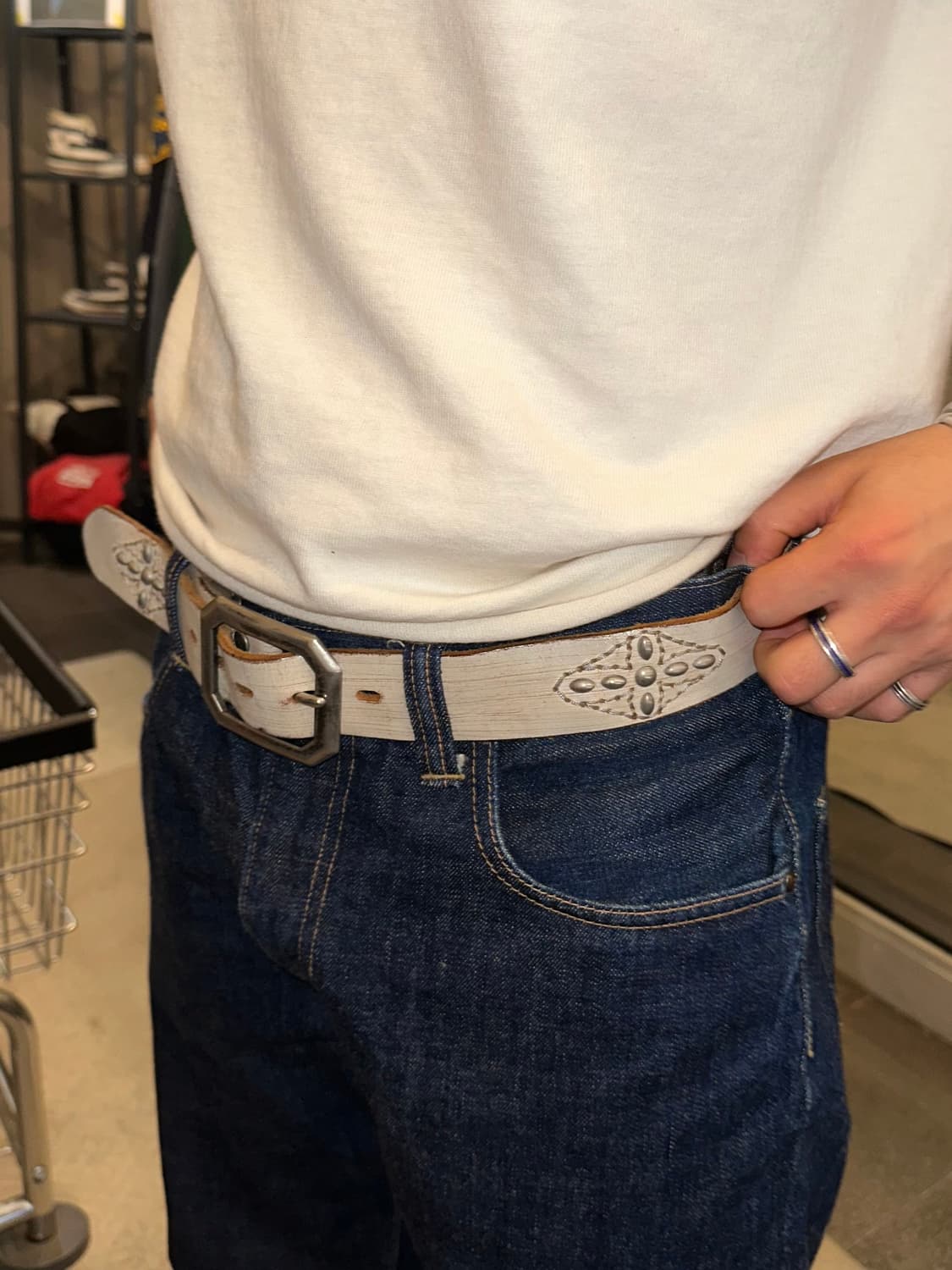 Real Leather western stud faded belt  상품이미지2