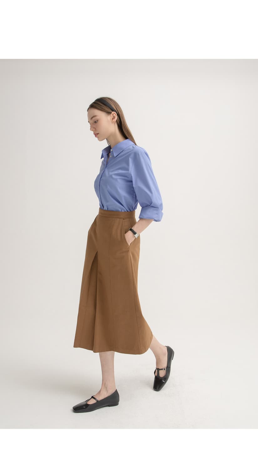 나인 nain 빈티지 헤비코튼 핀턱 스티치 브라운 롱 스커트 M 상품이미지3