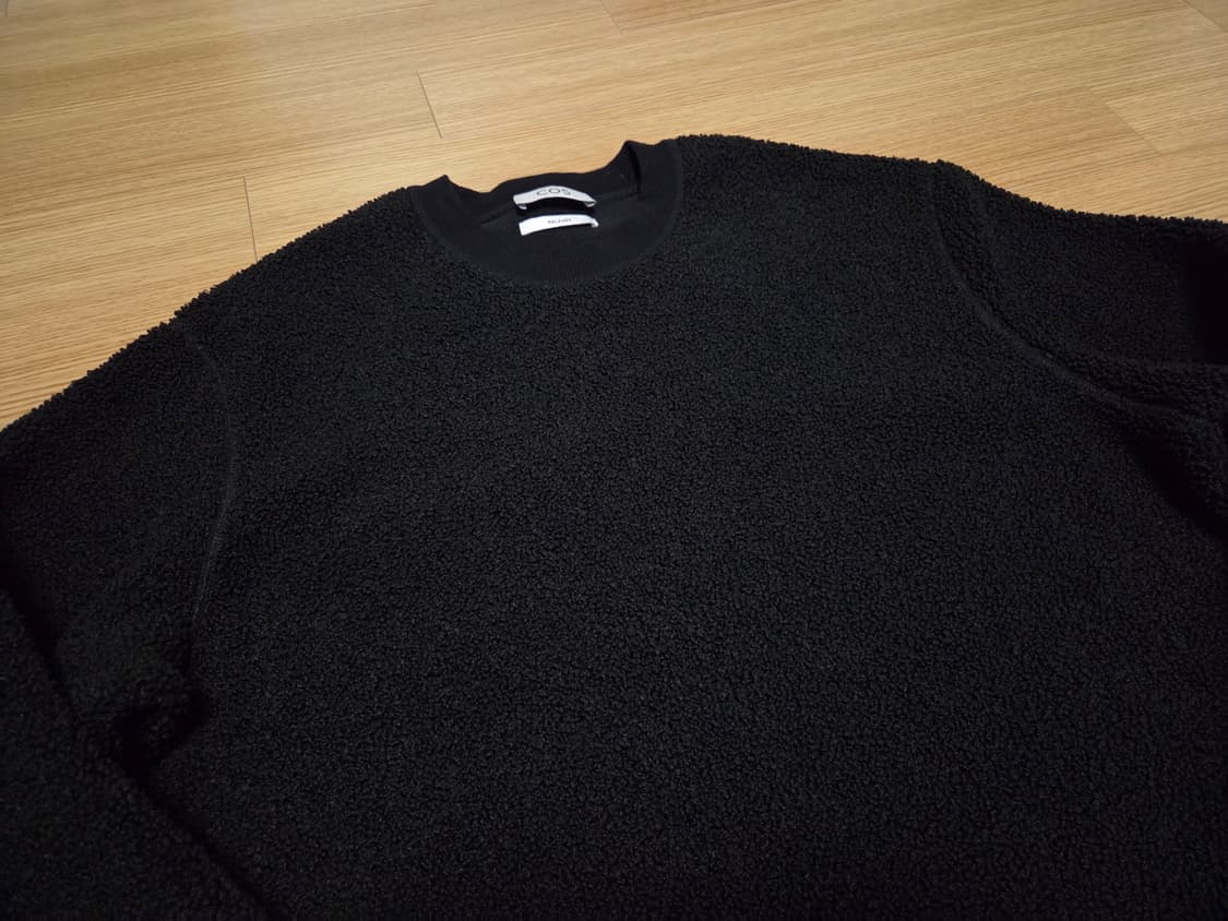 COS 릴렉스핏 테디 부클 맨투맨 블랙 상품이미지3