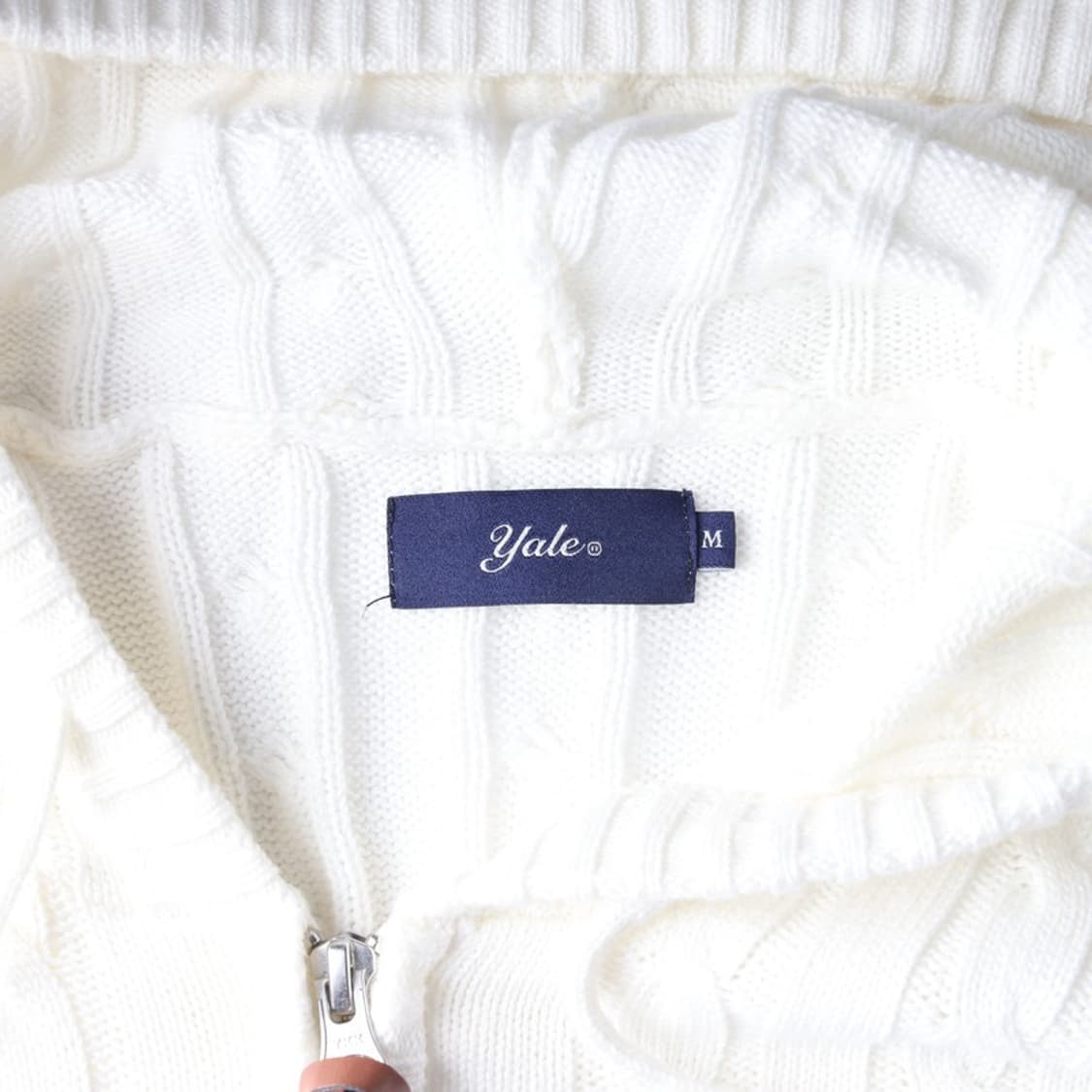 YALE 케이블 니트 후드 집업 아이보리 M 상품이미지5