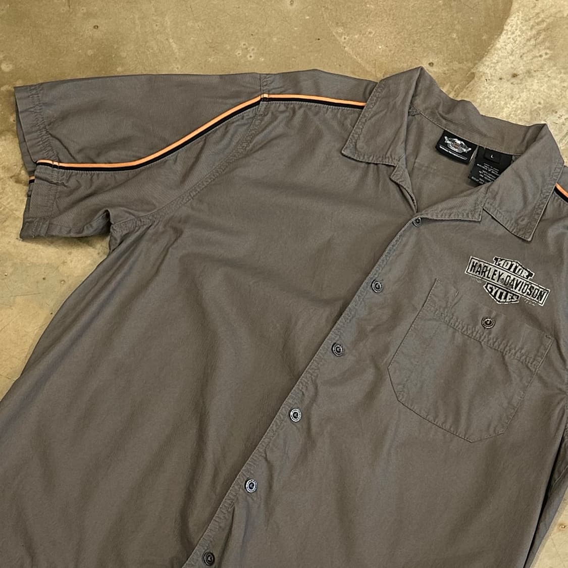 L 할리데이비슨 빅 로고 프린팅 오렌지 파이핑 반팔셔츠 0331 상품이미지1