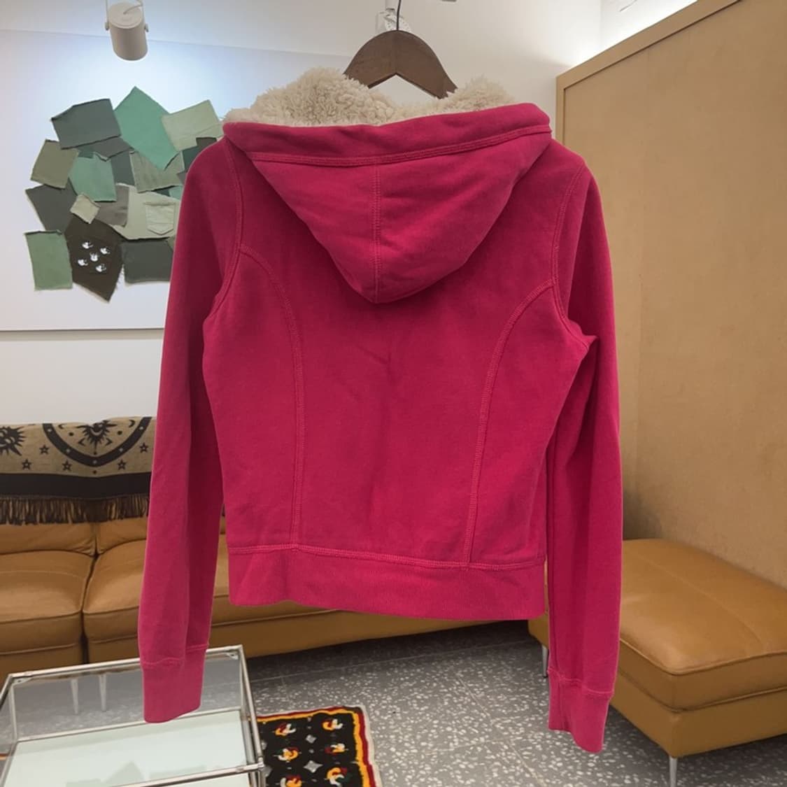 아베크롬비 대장 90's Y2K 딥핑크 양털 후드 가디건 M C06691 상품이미지4