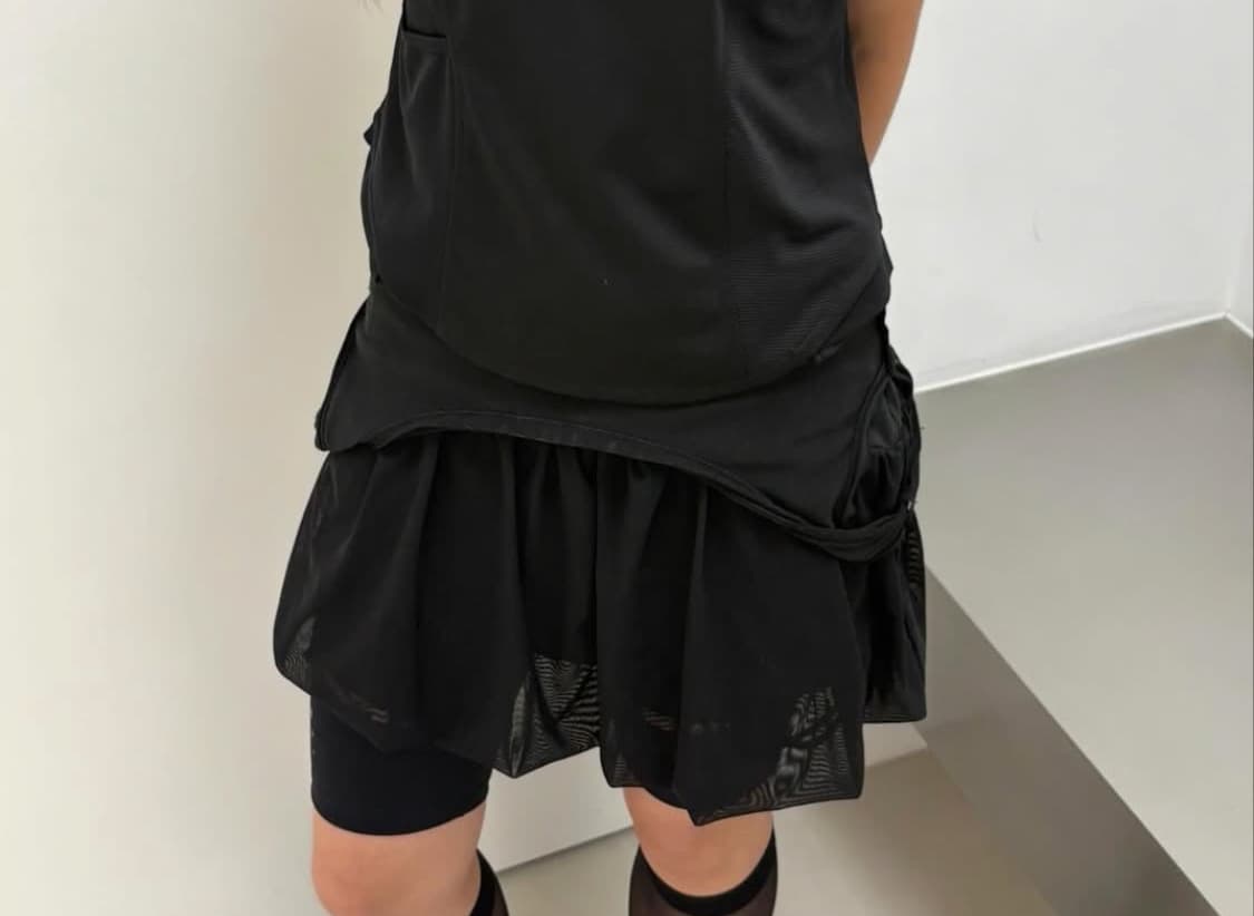 오호스 ojos 더블 레이어드 원피스 블랙 상품이미지1