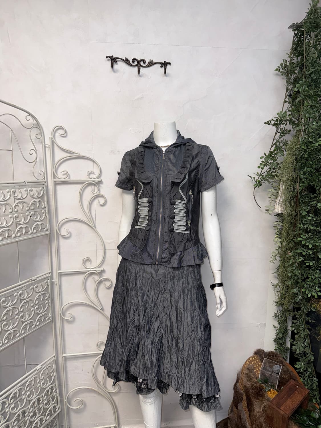 Charcoal napoleon button half hood 바람막이 상품이미지6