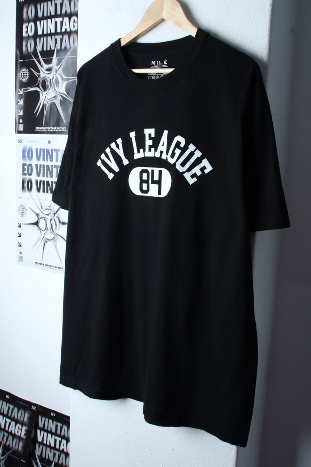 (XL-3XL) 더마일 반팔 티셔츠 빅사이즈 블랙 올드스쿨-H31456 상품이미지1