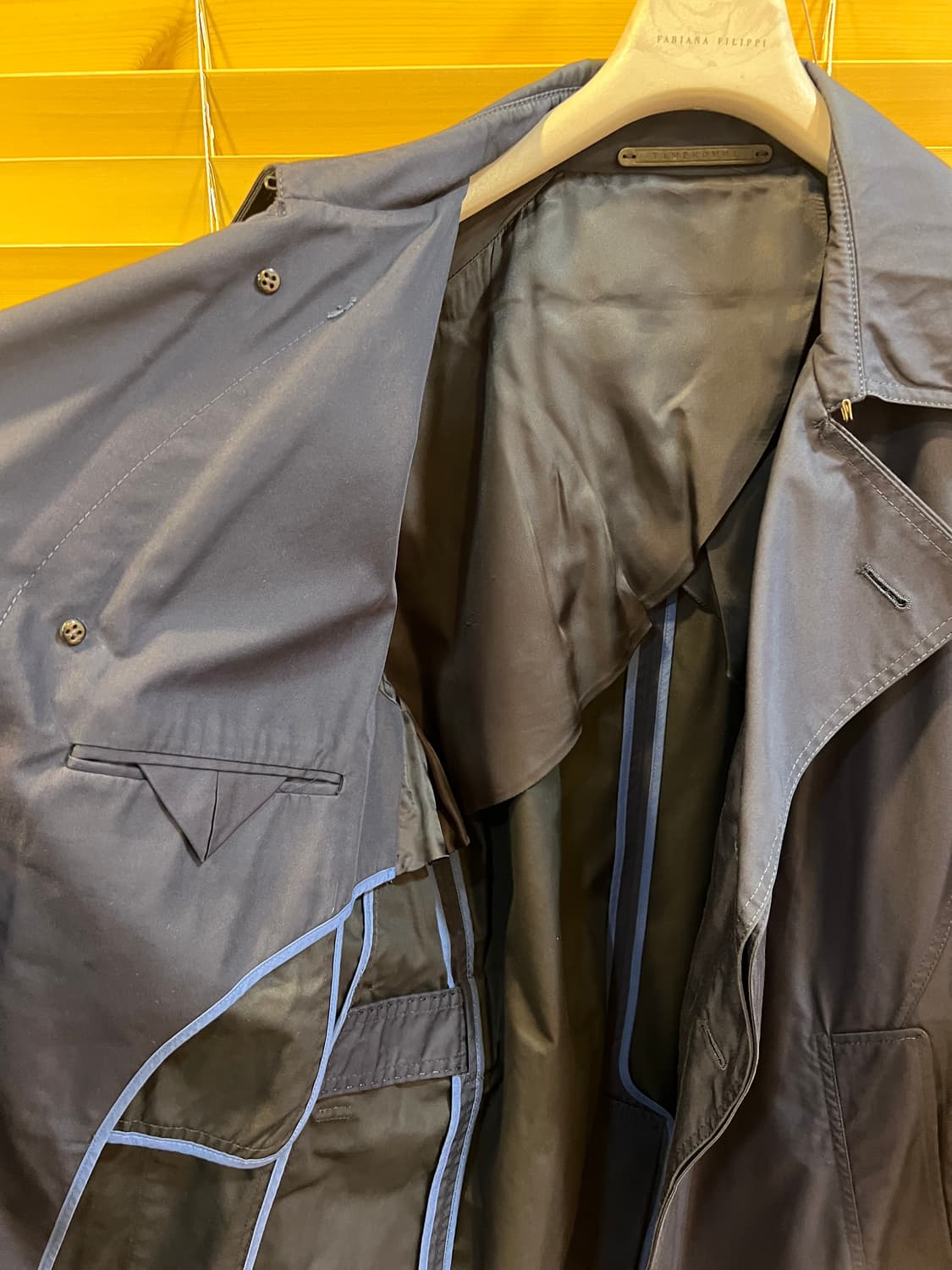 타임옴므 남성 네이비 개버딘더블 트렌치코트
 상품이미지5