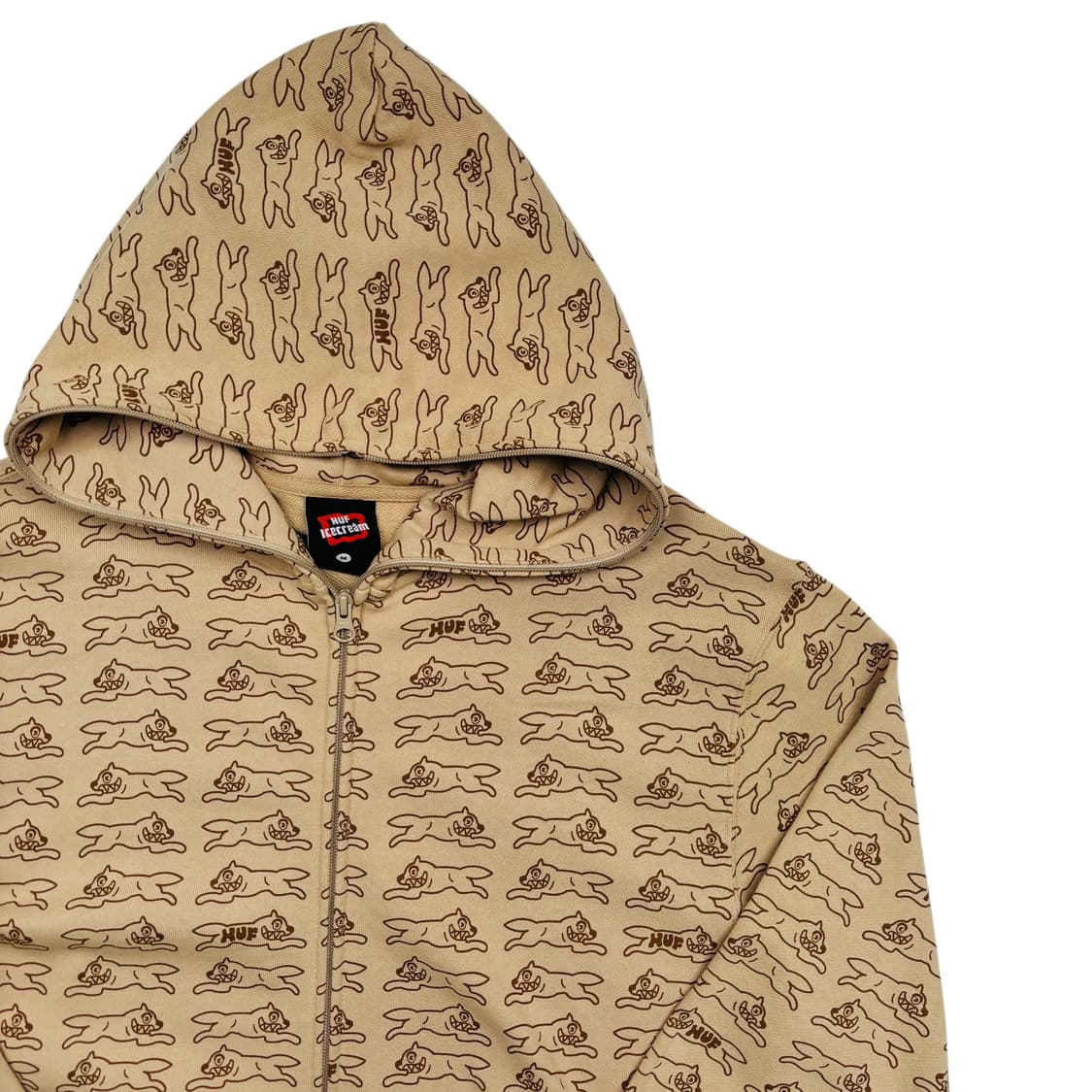 BBC X HUF 러닝독 멀티로고 베이지 풀오버 후드집업 M 상품이미지2