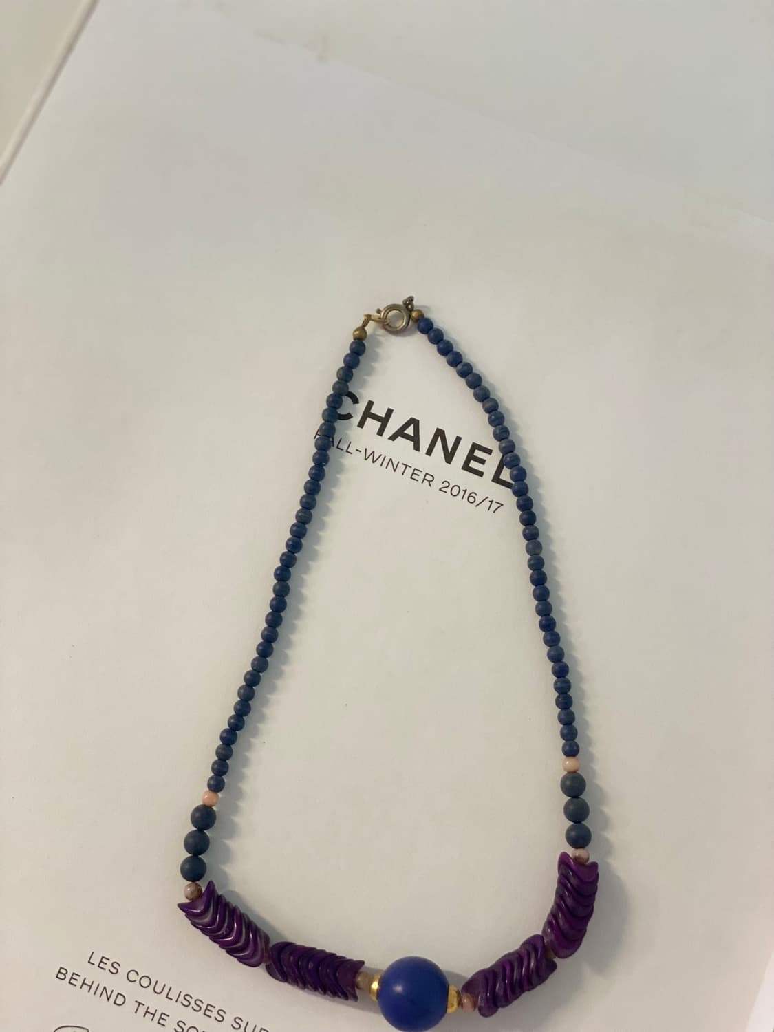 퍼플 청보라 비즈 목걸이 일본 빈티지 네크리스 상품이미지3