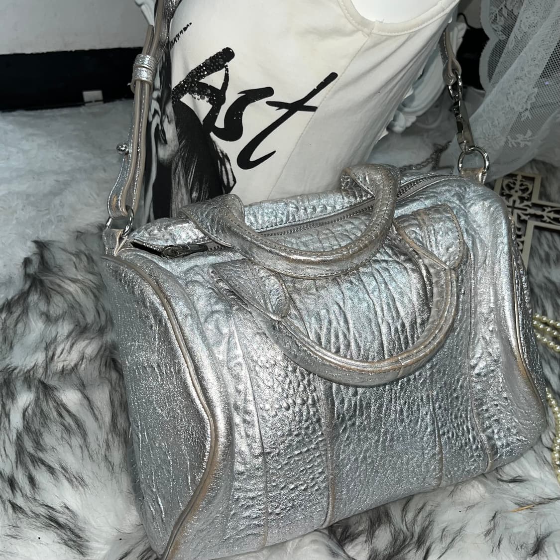 Alexander Wang 실버 레더 총알백 상품이미지2