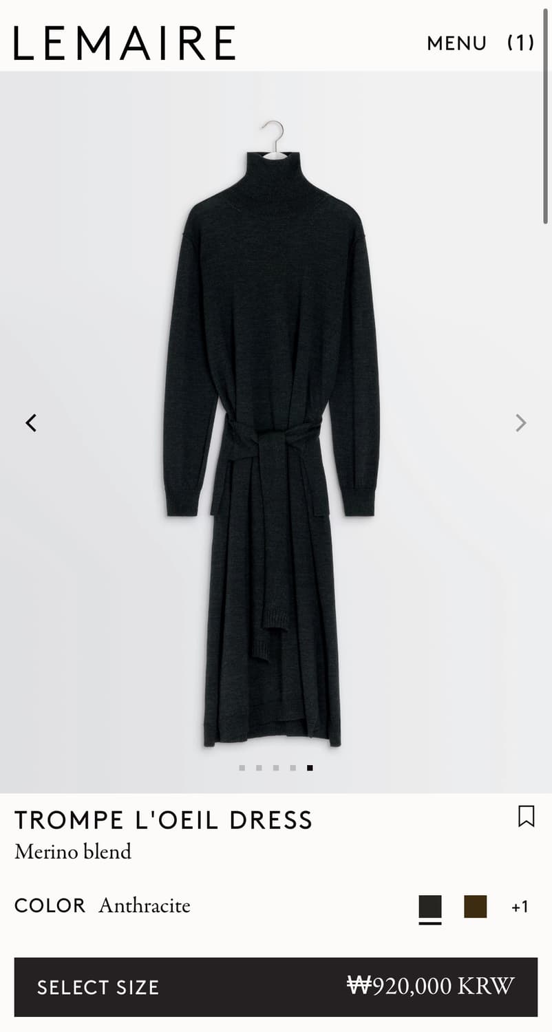 [XS,S,M]르메르 25fw 트롱프뢰유 드레스/앤트러사이트 상품이미지5