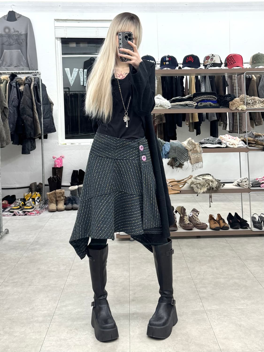 JPN 언발란스 절개 랩 스커트 상품이미지1