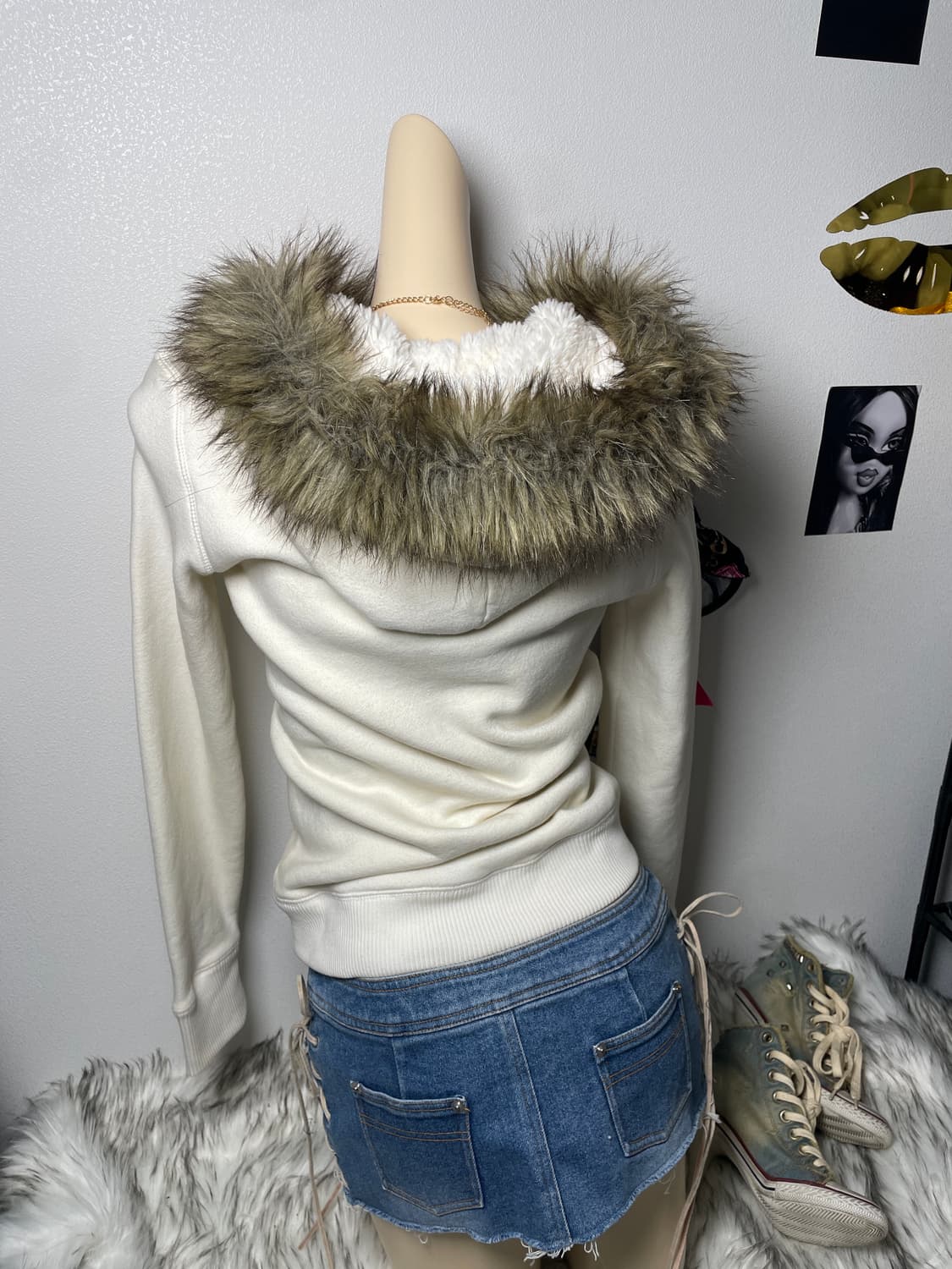 빈티지 Aero 양털 울프죠 후드 집업 상품이미지6