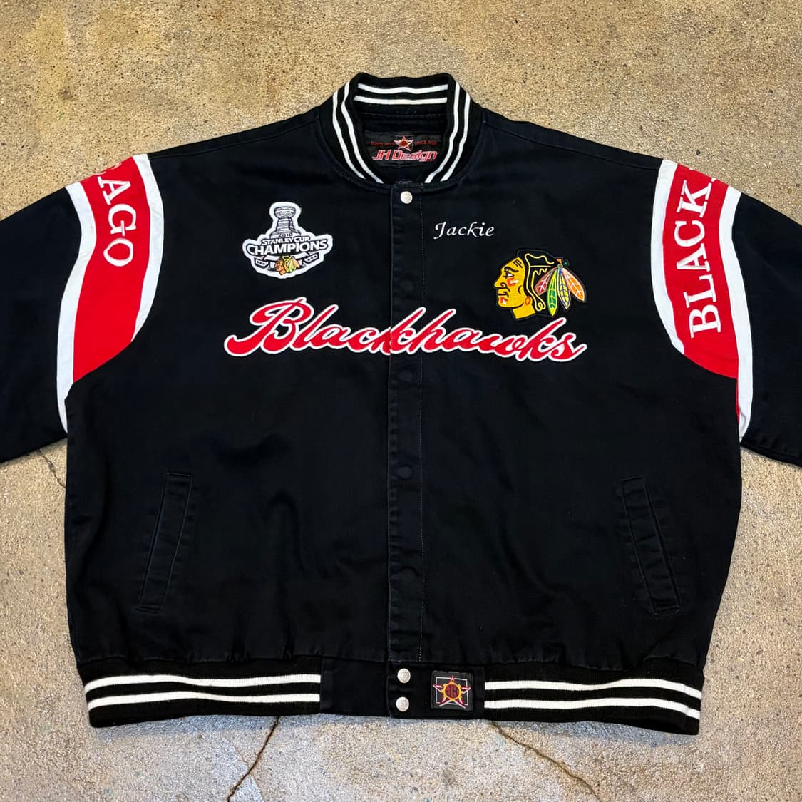 90s 미국 빈티지 제프헤밀턴 NHL 시카고 블랙호크스 우승 자켓 상품이미지4