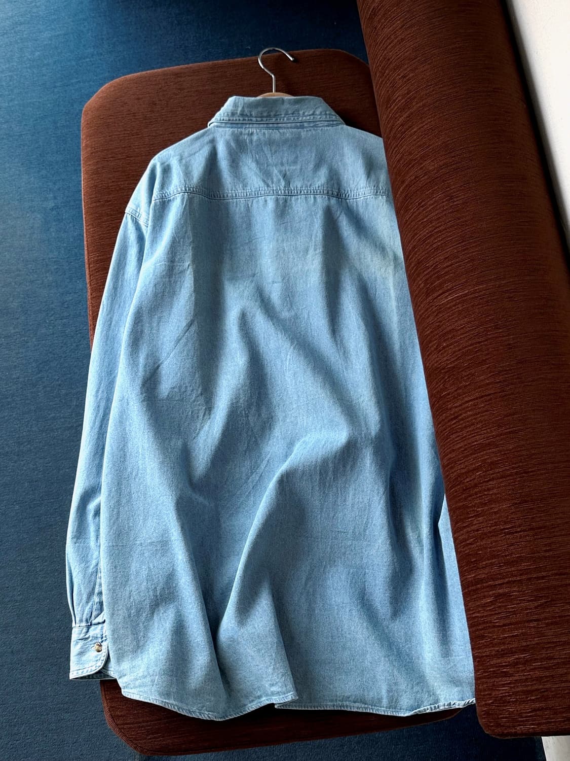 Cotton sun faded denim BIG worker shirt 상품이미지5