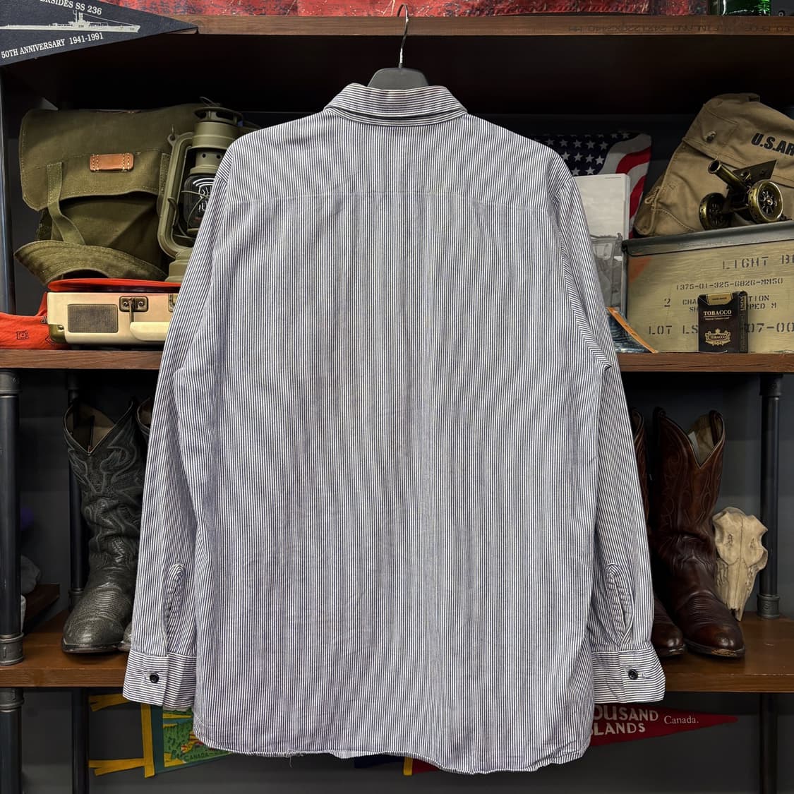 80s KEY 어패럴 스트라이프 하프집업 워크셔츠 N444 상품이미지2