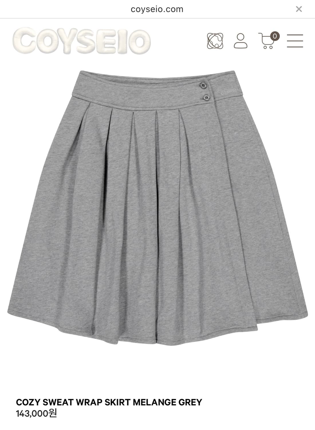 오늘만/코이세이오 SWEAT WRAP SKIRT MELANGE GREY 상품이미지1