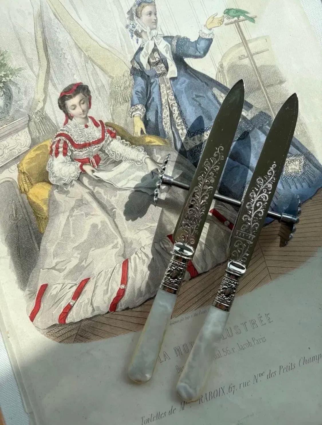 영국 앤틱 실버플레이트 마더오브펄 자개 버터 나이프 상품이미지1