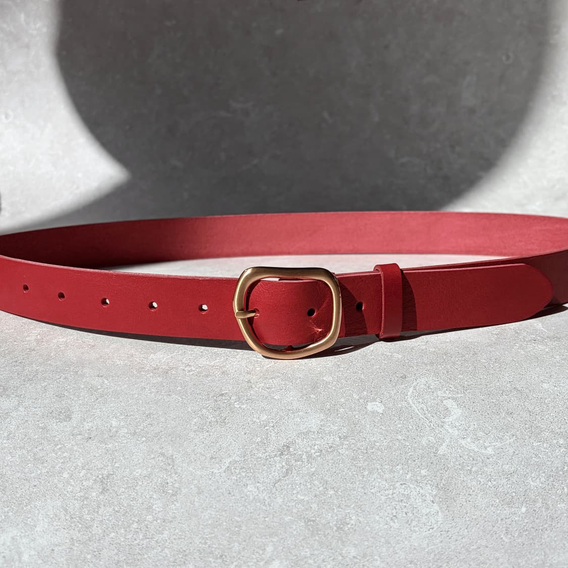 Oribell 커브드 24k 골드플레이트 버클 볼드 베지터블 소가죽 벨트 상품이미지4