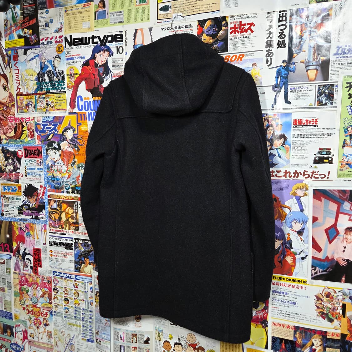 JPN 빈티지 블랙 후드 떡볶이 미디 코트 상품이미지6