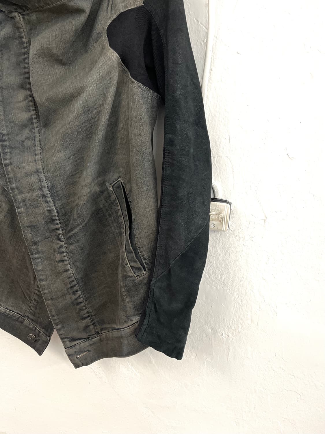 릭오웬스 2011 데님 레더 하이넥 드레이프 자켓 상품이미지3