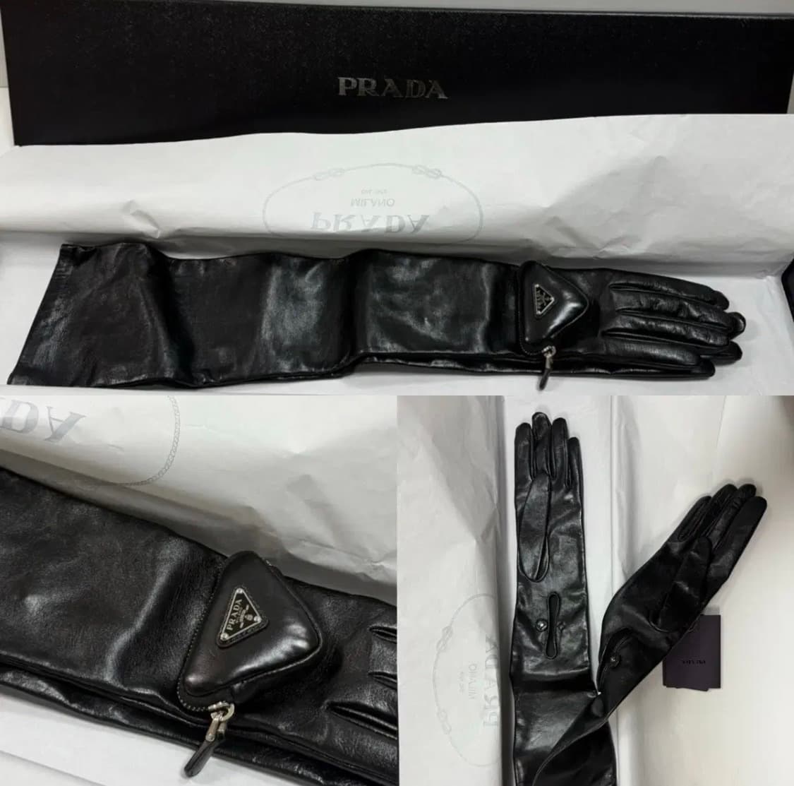 프라다 가죽 장갑 블랙 prada 상품이미지1