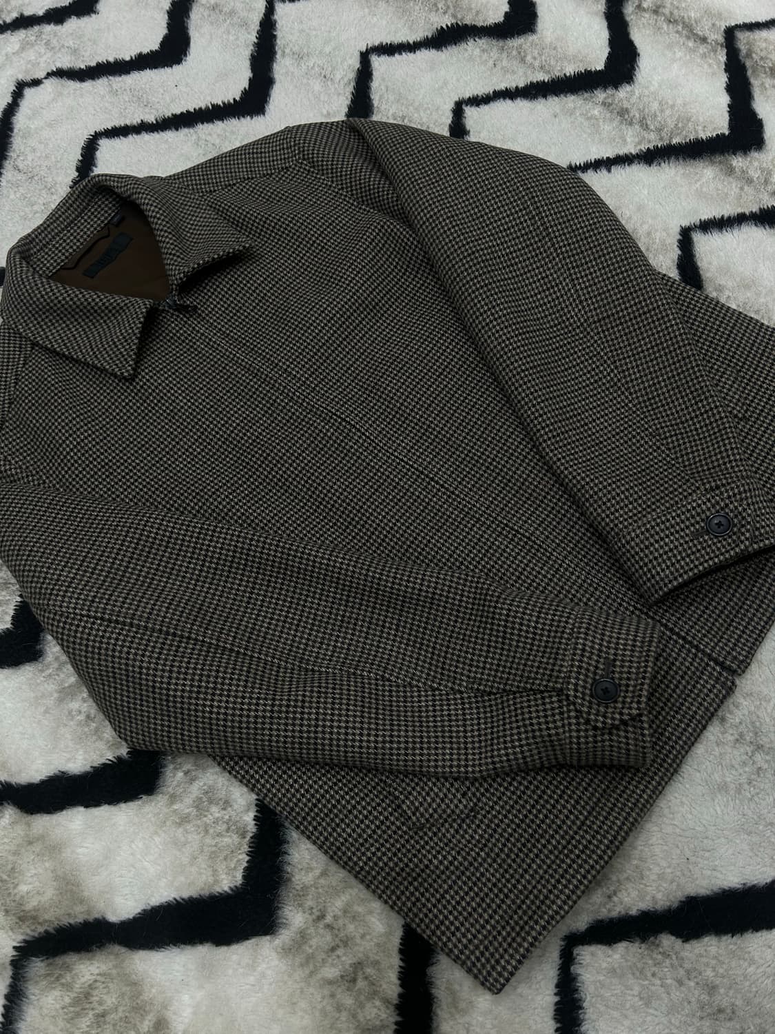 [L]유니클로 하운드투스 체크 울 블루종/브라운 상품이미지1