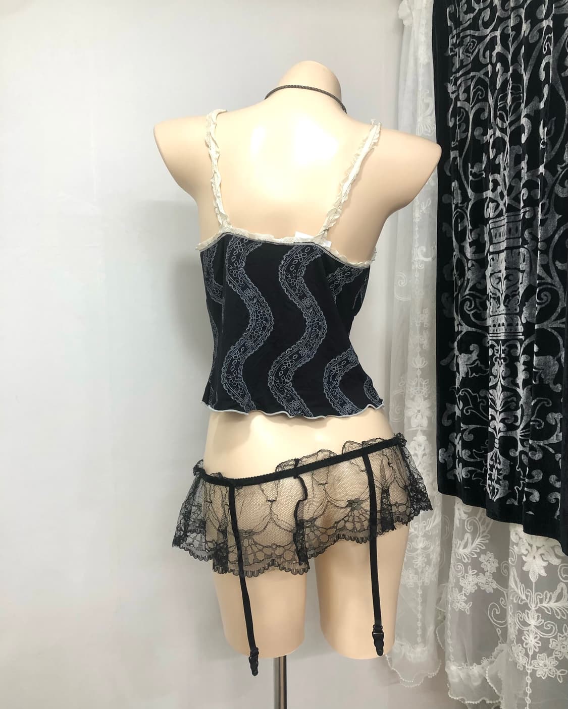 lace pattern corset detail sleeveless 상품이미지3