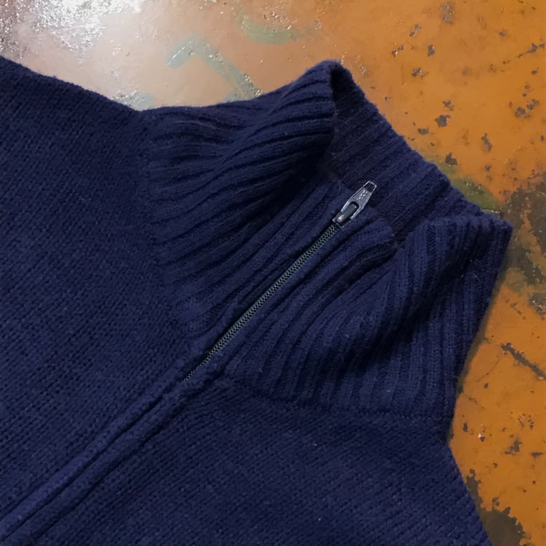 80s 아이조드 네이비 아크릴 니트 집업 자켓 남성 105 사이즈  상품이미지5
