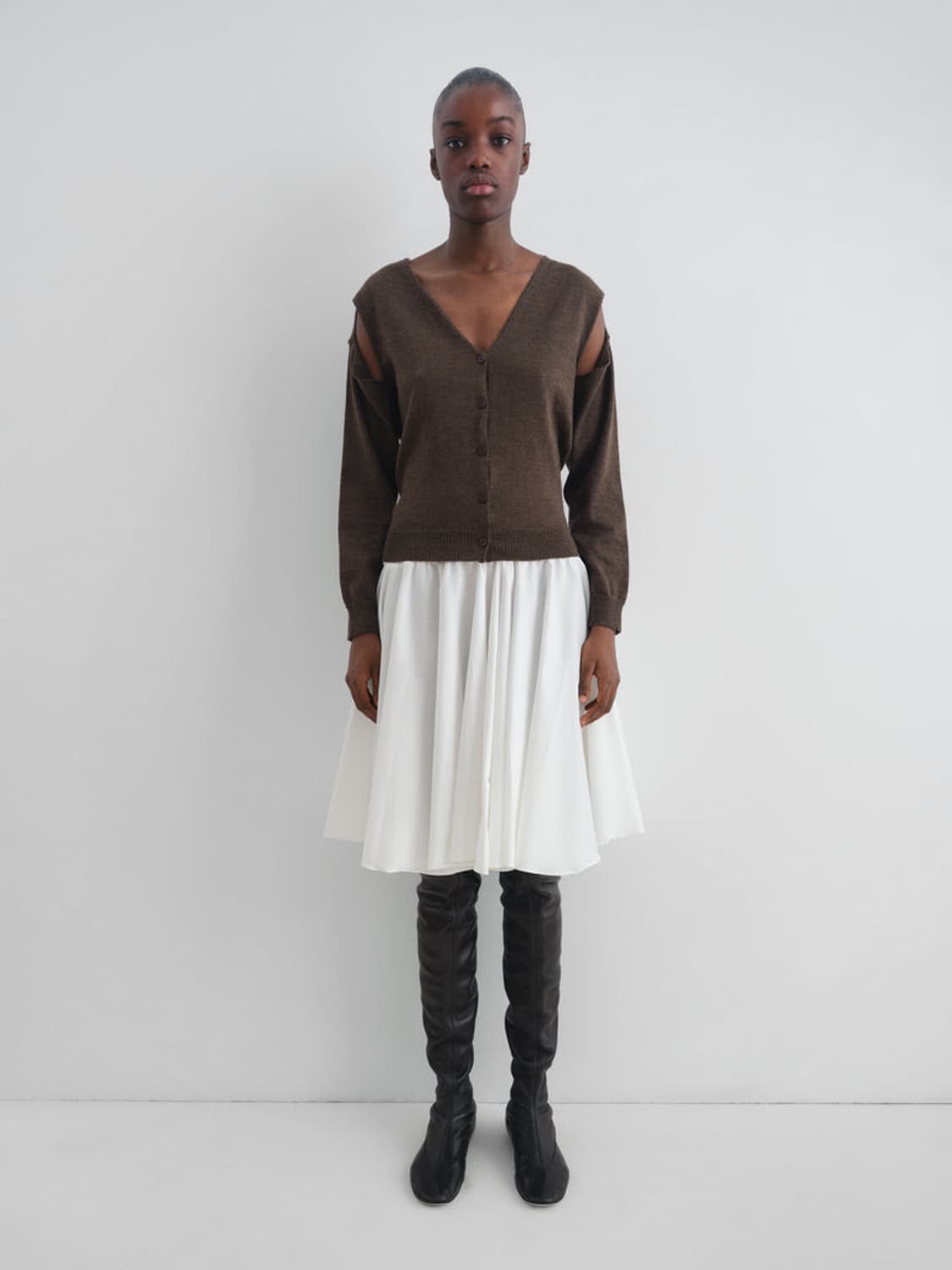 [XS,S,M]기마구아스 Coucou 컷팅 가디건/브라운 상품이미지2