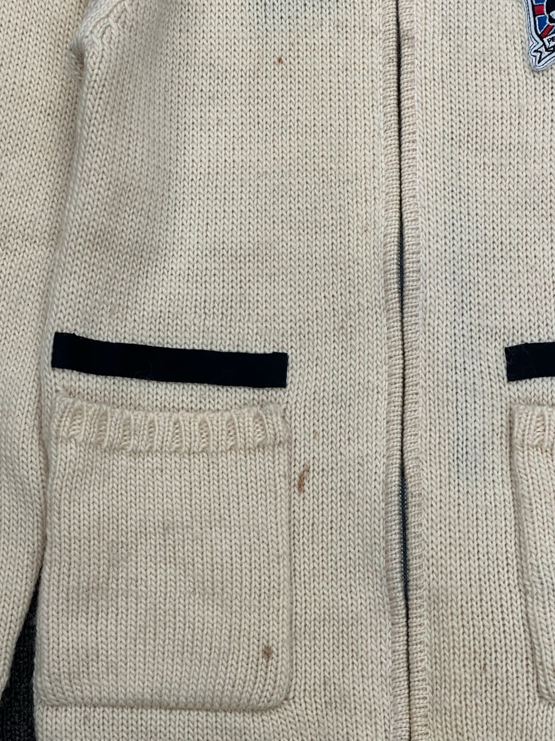 M)Peace now Japanese vintage 여성 패치 니트집업 상품이미지3