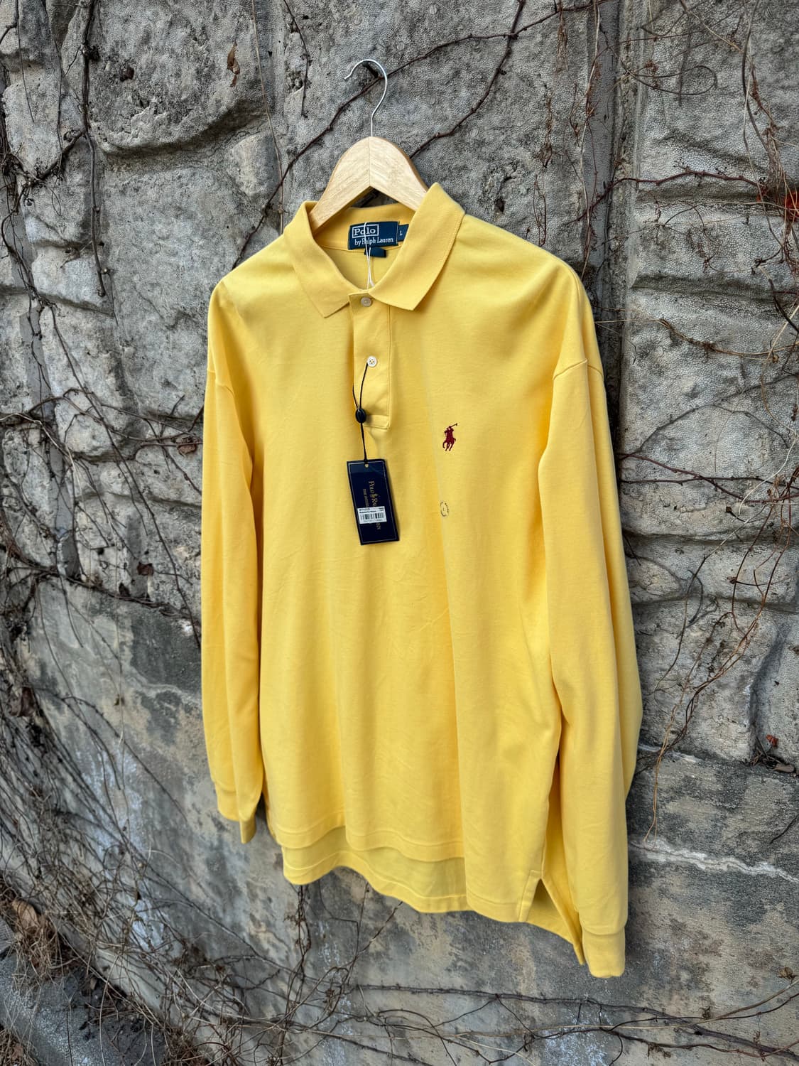 빈티지 폴로 랄프로렌 카라 티셔츠 옐로우 데드스탁 상품이미지3