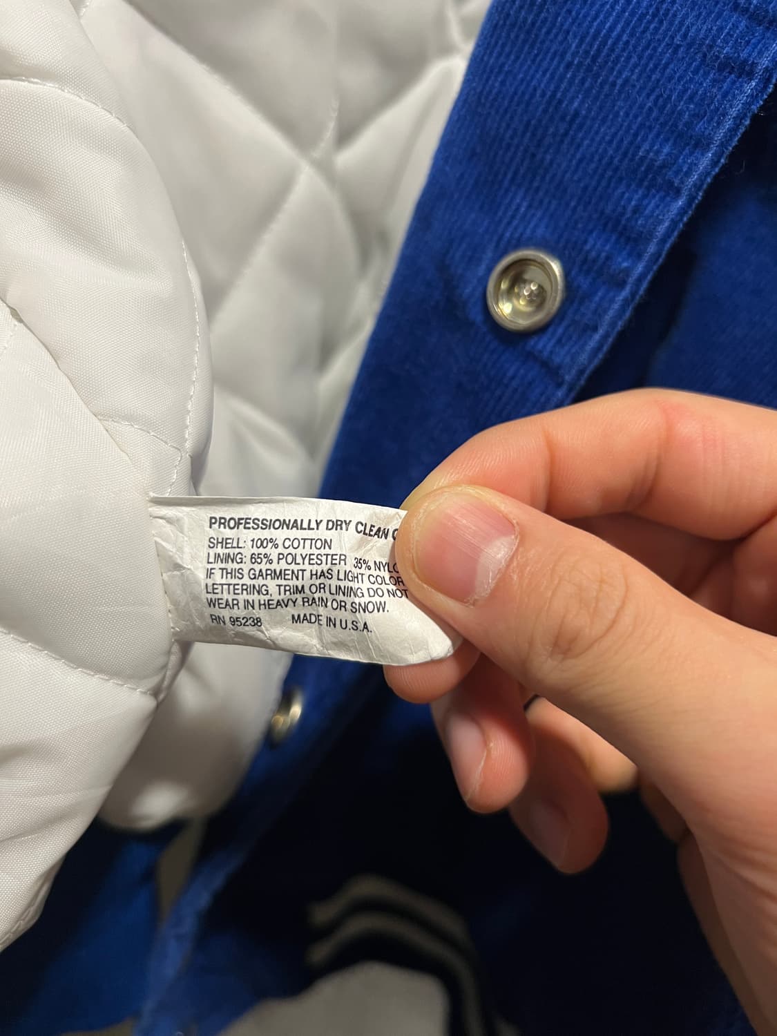 [XL]90's Made in USA 하키팀 블루 코듀로이 바시티 자켓 상품이미지8