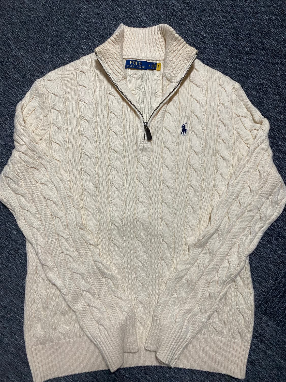 정가279,000원 최신형QR택 폴로 케이블  하프 집업  니트 RRL 상품이미지7