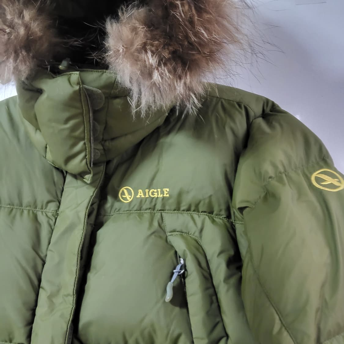 에이글 AIGLE 구스다운 거위털 패딩 점퍼 카키 후드 95 상품이미지2