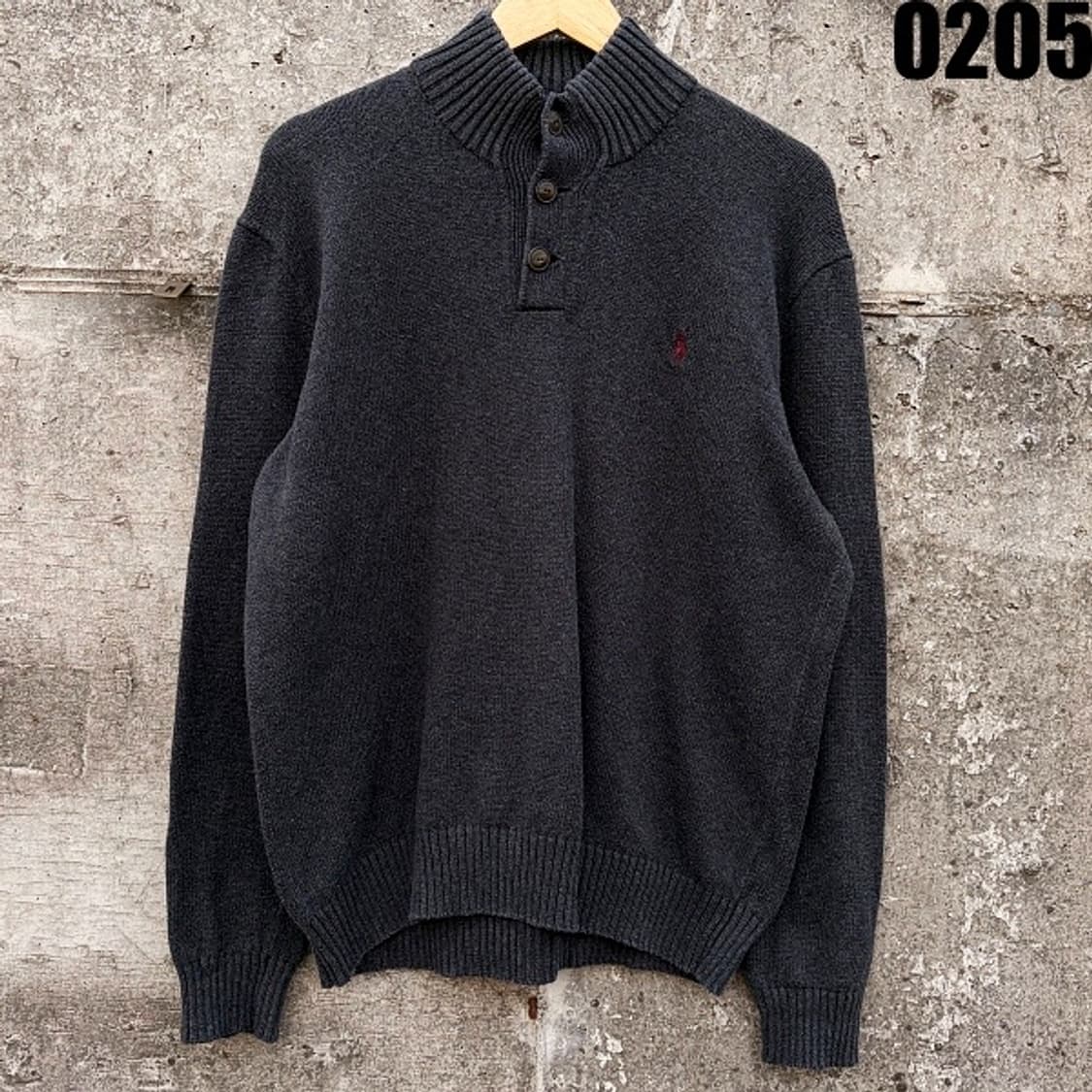 폴로 랄프로렌 헨리넥 버튼 니트 스웨터 XL 차콜그레이 0205 상품이미지1