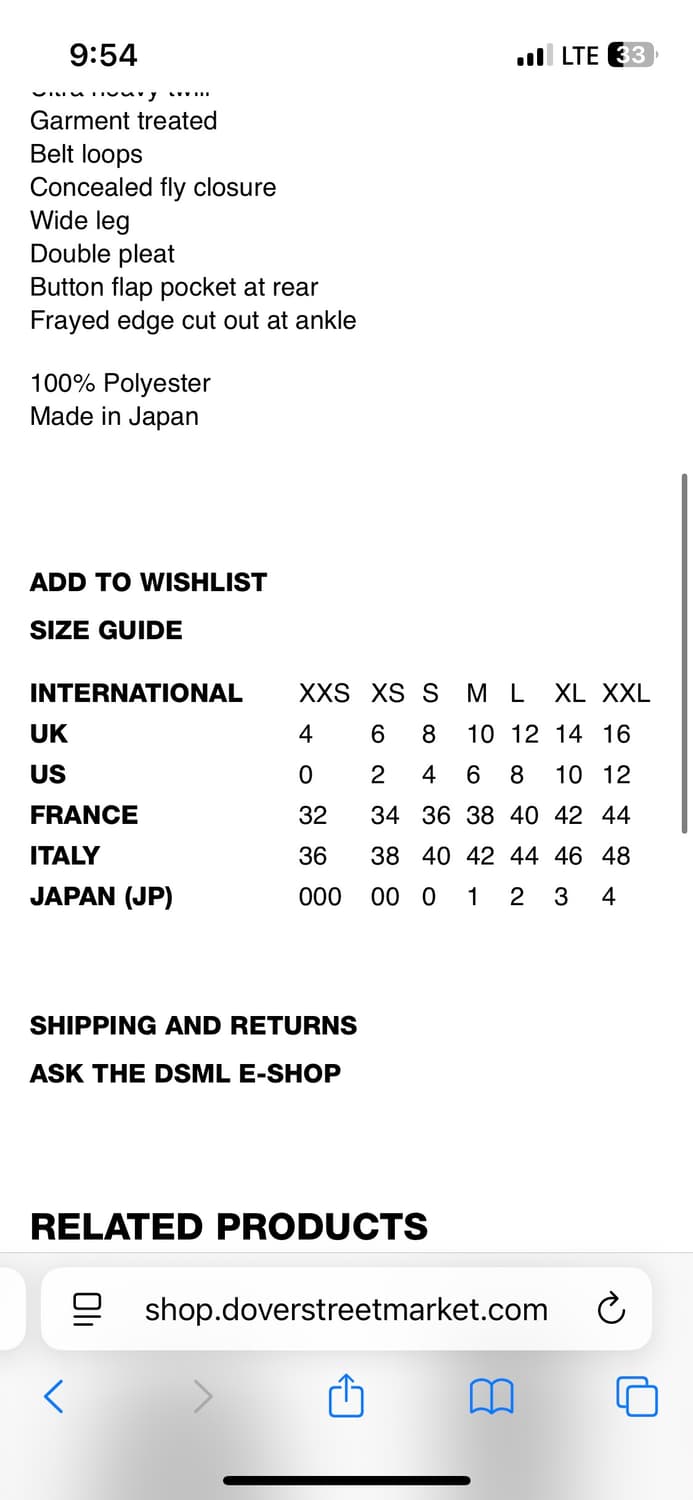 꼼데가르송 블랙 밑단 지퍼 디스 팬츠 M 상품이미지3