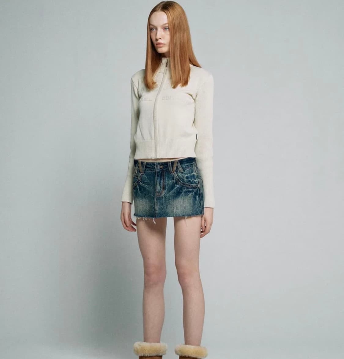 스컬프터 클래식로고 집업 스웨터 (아이보리) 상품이미지3