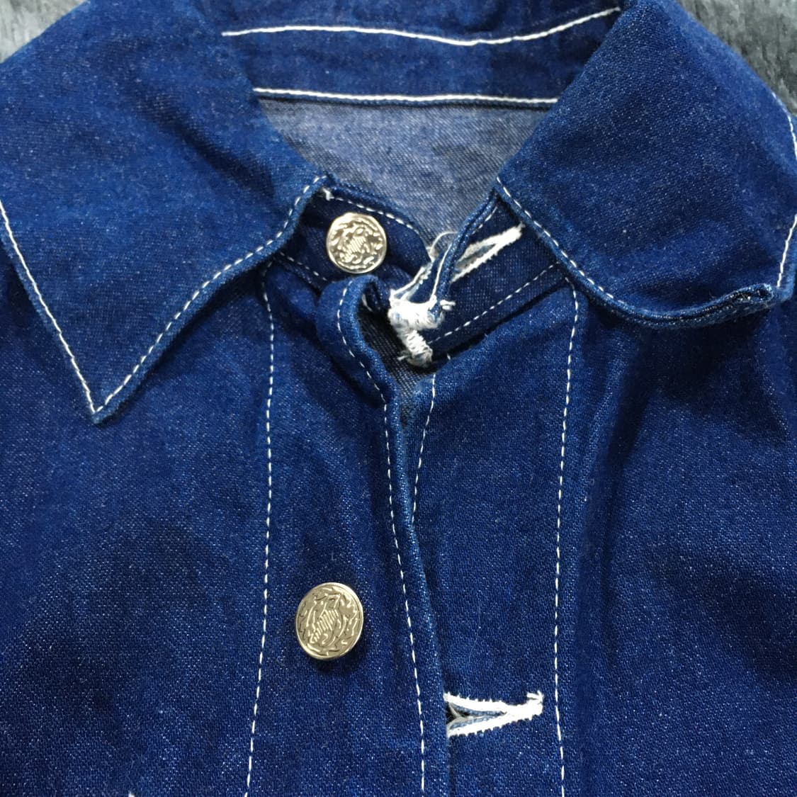 투티/0257 USA 빈티지 미국 실버 버튼 데님 셔츠 상품이미지4