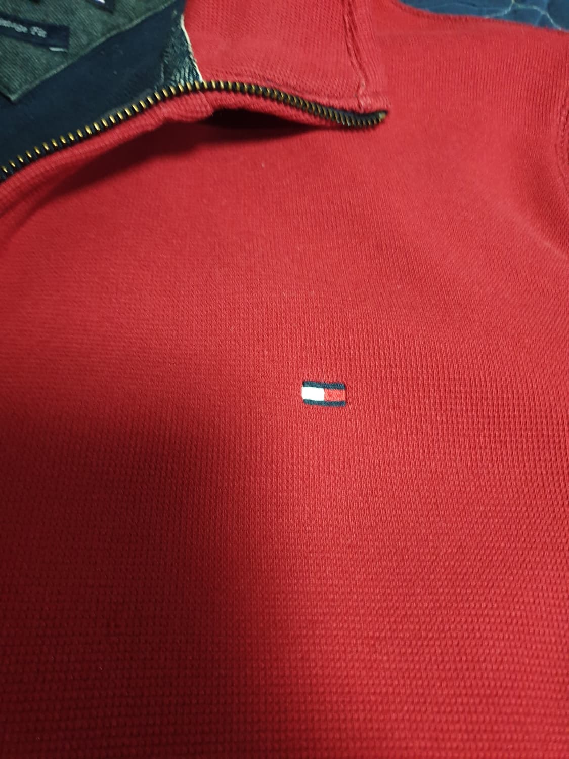 타미힐피거 빈티지핏 마이크로 와플 집업자켓 버건디 (XL) 상품이미지2