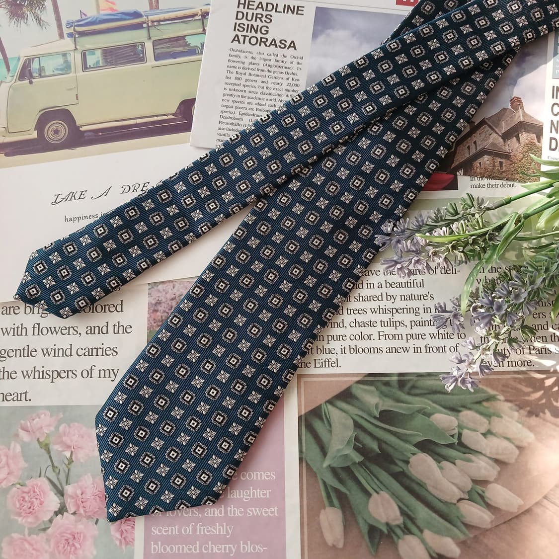 로가디스 실크&폴리 블루 지오메트릭 넥타이 8cm A+등급 A18879
 상품이미지2