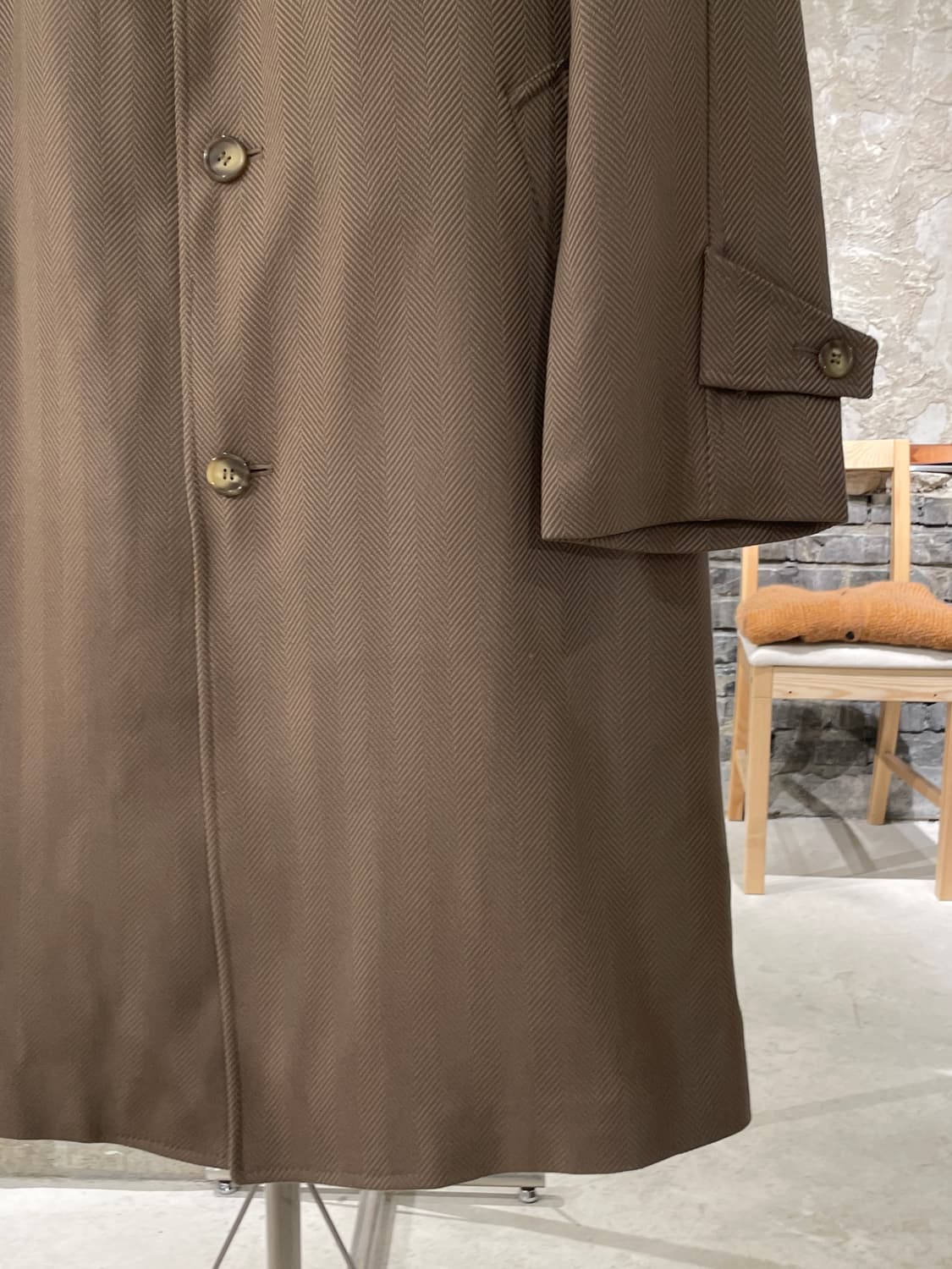 이브 생로랑 디퓨전 옴므 라이트 브라운 헤링본 울 코트 상품이미지5