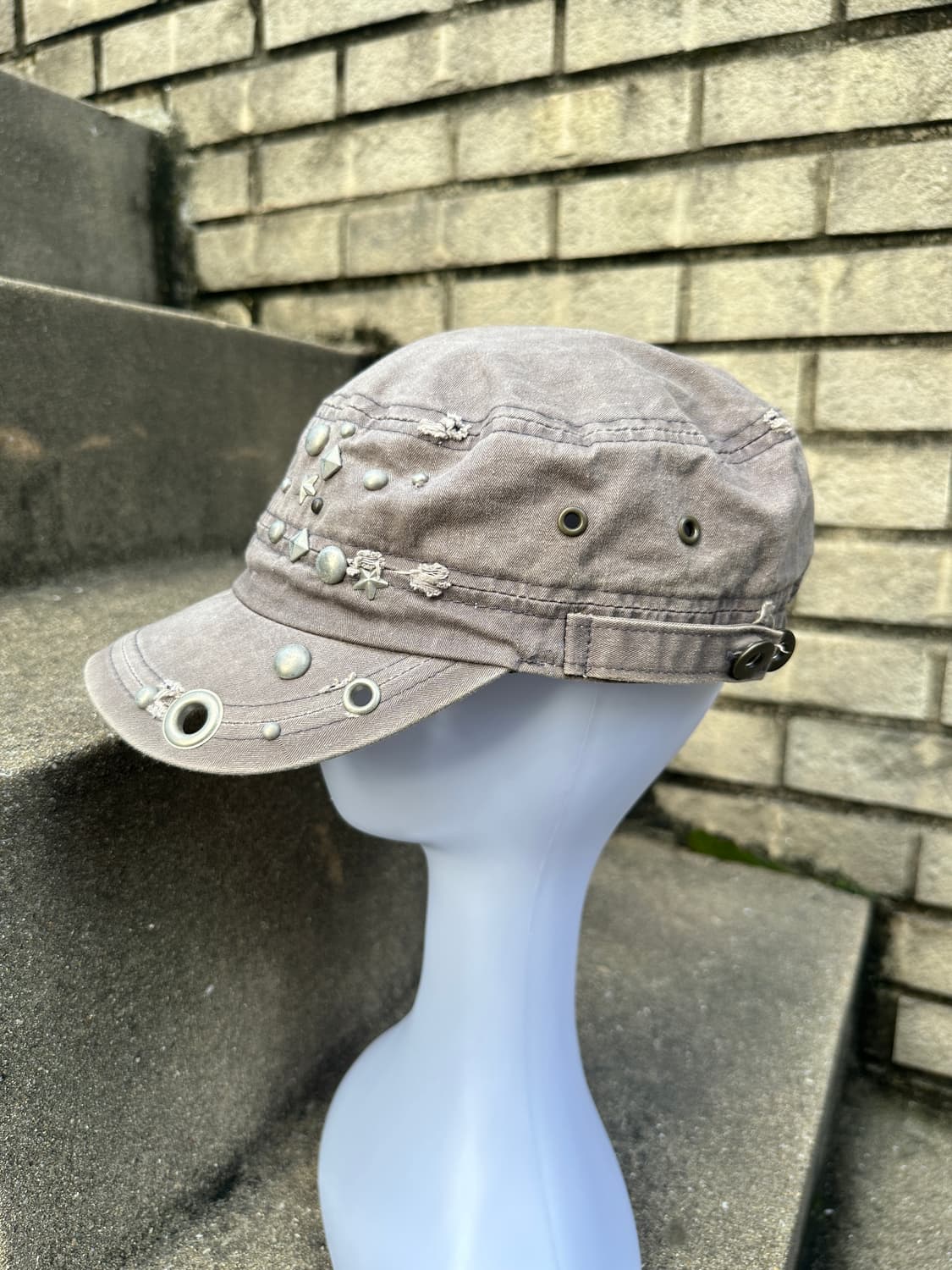 None vintage stud distressed cap 상품이미지2