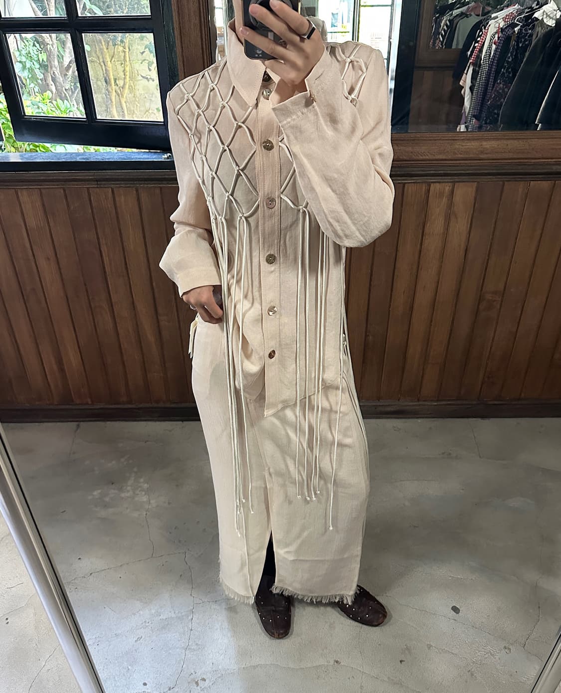 NANUSHKA rope-detail linen shirt & skirt 상품이미지1