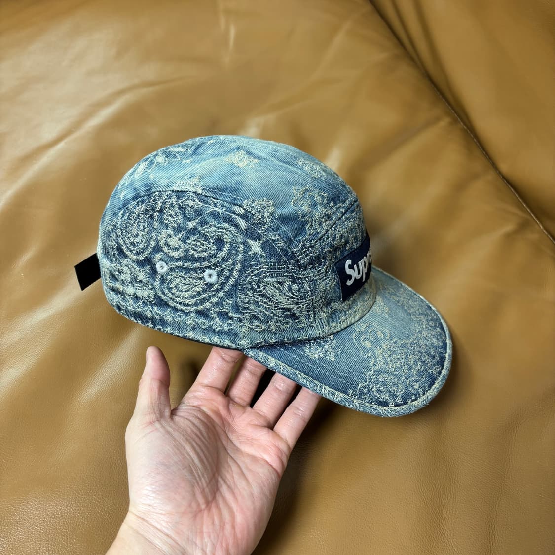 슈프림 캠프캡 모자 박스로고 반다나 워시드 데님 상품이미지3