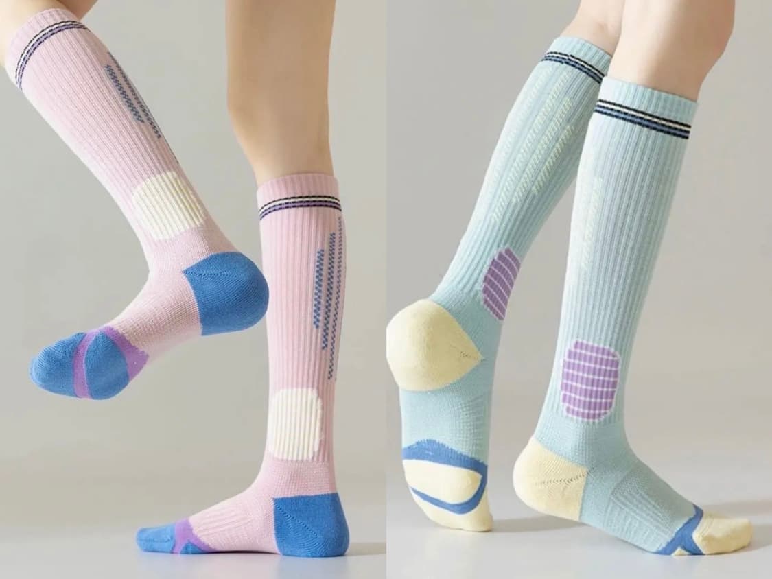 3컬레 가격~파스텔톤 요가 필라테스 러닝 줄넘기 니삭스 스타킹 긴 양말 상품이미지5