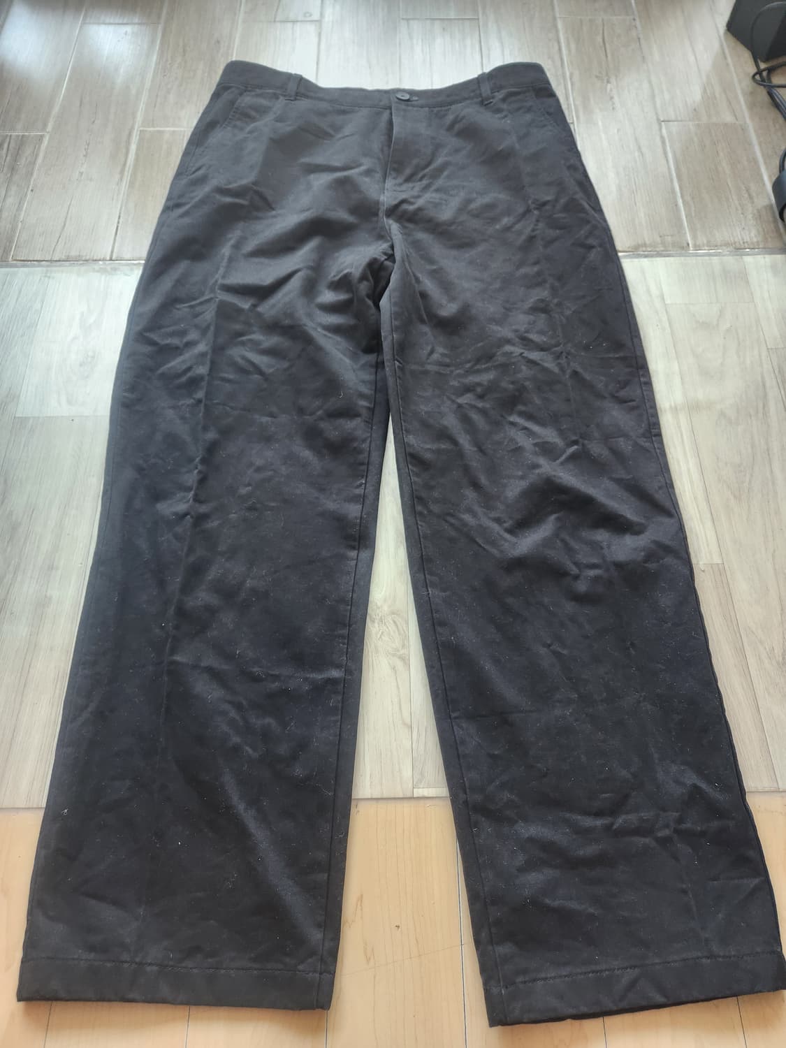 25fw 무신사 브러쉬드 레귤러 핏 치노 팬츠 블랙 34 상품이미지3