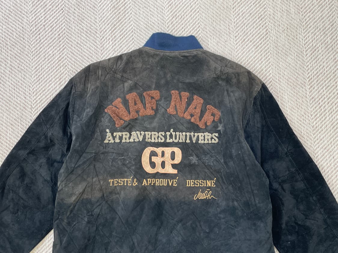 Naf naf 빈티지 스웨이드 레더 패치 바시티 자켓  J04221 상품이미지3