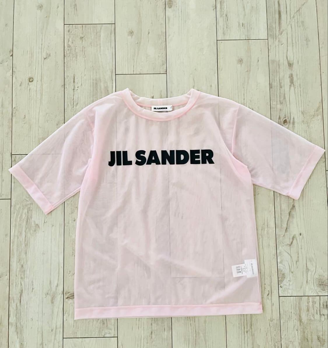 질샌더 Jil Sander 로고 시스루 나일론 티셔츠 핑크 상품이미지2