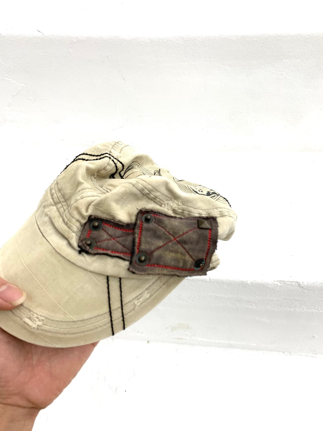 Y2K mood skull stud patch cap   상품이미지5