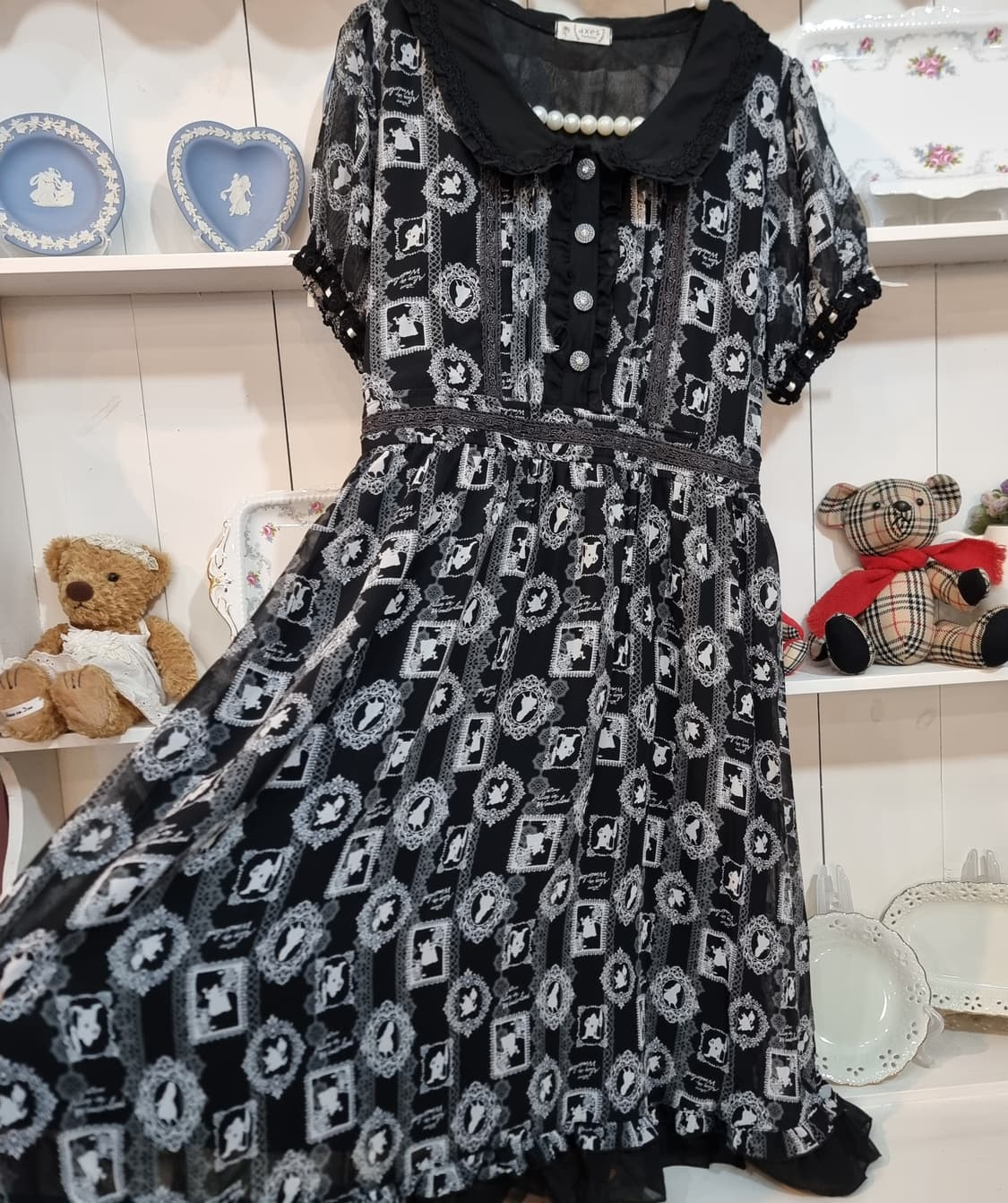 axes femme 블랙 패턴 원피스 상품이미지3